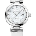Omega De Ville Ladymatic Omega Co-Axial Watch – 34 mm Steel Case – White Diamond Dial – White Leather Strap – 425.32.34.20.55.002