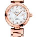 Omega De Ville Ladymatic Omega Co-Axial Watch – 34 mm Sedna Gold Case – White Diamond Dial – 425.60.34.20.55.004
