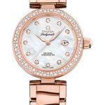Omega De Ville Ladymatic Omega Co-Axial Watch – 34 mm Sedna Gold Case – Diamond Bezel – White Diamond Dial – 425.65.34.20.55.010