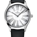 Omega De Ville Tresor Quartz Watch – 36 mm Steel Case – Mother-Of-Pearl Dial – Black Fabric Strap – 428.17.36.60.05.001