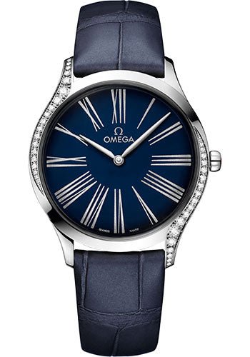 Omega De Ville Tresor Quartz Watch – 36 mm Steel Case – Blue Dial – Blue Leather Strap – 428.18.36.60.03.001