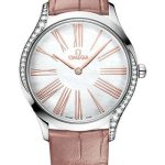 Omega De Ville Tresor Quartz – 36 mm Steel Case – Lacquered White Mother-Of-Pearl Dial – Nude Leather Strap – 428.18.36.60.05.002