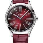 Omega De Ville Tresor Quartz Watch – 36 mm Steel Case – Gradient Burgundy Dial – Burgundy Leather Strap – 428.18.36.60.11.001
