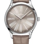 Omega De Ville Tresor Quartz Watch – 39 mm Steel Case – Taupe-Brown Dial – Taupe-Brown Leather Strap – 428.18.39.60.13.001