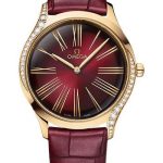 Omega De Ville Tresor Quartz – 36 mm Moonshine Gold Case – Lacquered Gradient Red Garnet Dial – Shiny Red Garnet Leather Strap – 428.58.36.60.11.001