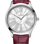 Omega De Ville Tresor Quartz – 36 mm Canopus Gold Case – White Pearled Mother-Of-Pearl Dial – Red Garnet Leather Strap – 428.58.36.60.55.001