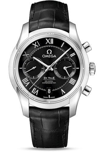 Omega De Ville Co-Axial Chronograph Watch – 42 mm Steel Case – Black Dial – Black Leather Strap – 431.13.42.51.01.001