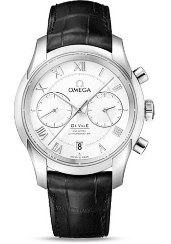 Omega De Ville Co-Axial Chronograph Watch – 42 mm Steel Case – Silver Dial – Black Leather Strap – 431.13.42.51.02.001
