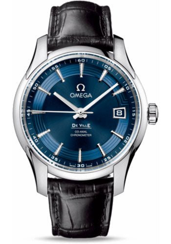 Omega De Ville Hour Vision Watch – 41 mm Steel Case – Blue Dial – Black Leather Strap – 431.33.41.21.03.001