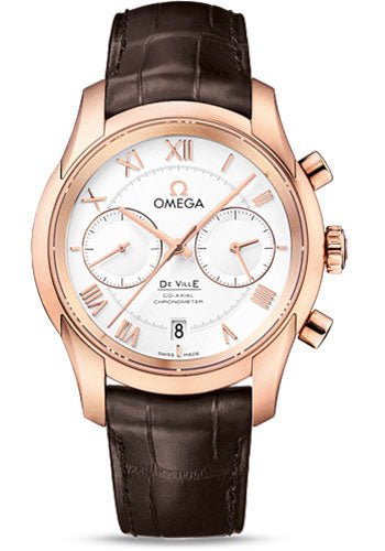 Omega De Ville Co-Axial Chronograph Watch – 42 mm Red Gold Case – Silver Dial – Brown Leather Strap – 431.53.42.51.02.001