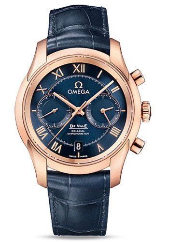 Omega De Ville Co-Axial Chronograph Watch – 42 mm Red Gold Case – Blue Dial – Blue Leather Strap – 431.53.42.51.03.001