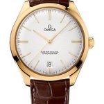 Omega De Ville Tresor Omega Master Co-Axial Watch – 40 mm Yellow Gold Case – Silvery Dial – Brown Leather Strap – 432.53.40.21.02.001
