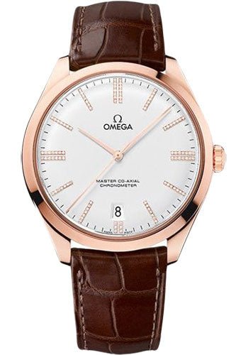 Omega De Ville Tresor Master Co-Axial Limited Edition of 88 Watch – 40 mm Sedna Gold Case – Domed -Silver Dial – Brown Leather Strap – 432.53.40.21.52.002