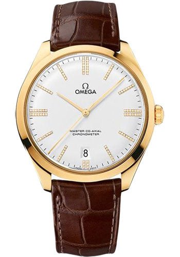 Omega De Ville Tresor Master Co-Axial Watch – 40 mm Yellow Gold Case – Domed -Silver Dial – Brown Leather Strap – 432.53.40.21.52.003