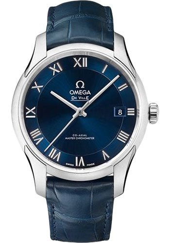 Omega De Ville Hour Vision Co-Axial Master Chronometer Watch – 41 mm Steel Case – Two-Zone Blue Dial – Blue Leather Strap – 433.13.41.21.03.001