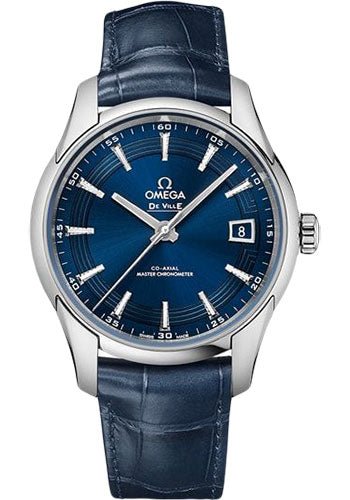 Omega De Ville Hour Vision Co-Axial Master Chronometer Watch – 41 mm Steel Case – Blue Dial – Unique Leather Strap – 433.33.41.21.03.001