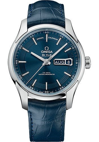 Omega De Ville Hour Vision Co-Axial Master Chronometer Annual Calendar Watch – 41 mm Steel Case – Blue Dial – Unique Leather Strap – 433.33.41.22.03.001