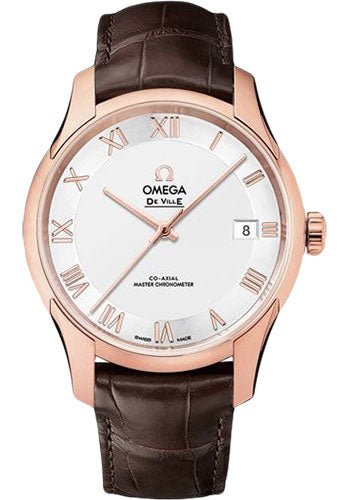 Omega De Ville Hour Vision Co-Axial Master Chronometer Watch – 41 mm Sedna Gold Case – Two-Zone -Silver Dial – Brown Leather Strap – 433.53.41.21.02.001
