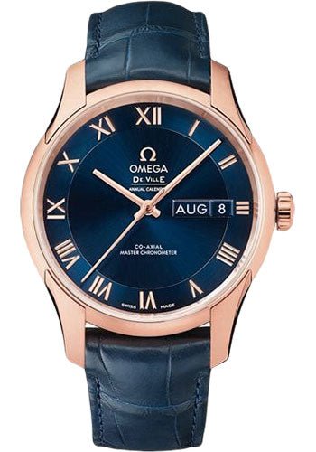 Omega De Ville Hour Vision Co-Axial Master Chronometer Annual Calendar Watch – 41 mm Sedna Gold Case – Two-Zone Blue Dial – Blue Leather Strap – 433.53.41.22.03.001