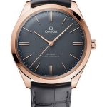 Omega De Ville Tresor Omega Co-Axial Master Chronometer – 40 mm Sedna Gold Case – Grey Enamel Dial – Grey Leather Strap – 435.53.40.21.06.001