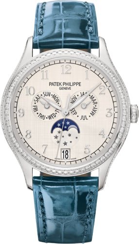 Patek Philippe Complications Annual Calendar Moon Phases White Gold Silver Dial – 4947G-010