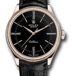 Rolex Cellini Time Watch – Everose Gold – Black Dial – Black Leather Strap – 50505