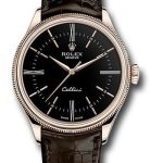 Rolex Cellini Time Watch – Everose – Black Dial – Brown Leather Strap – 50505