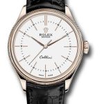 Rolex Cellini Time Watch – Everose – White Dial – Black Leather Strap – 50505