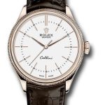 Rolex Cellini Time Watch – Everose Gold – White Dial – Brown Leather Strap – 50505