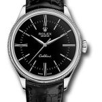 Rolex Cellini Time Watch – White Gold – Black Dial – Black Leather Strap – 50509