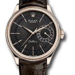 Rolex Cellini Date Watch – Everose – Black Dial – Brown Leather Strap – 50515