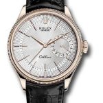 Rolex Cellini Date Watch – Everose – Silver Dial – Black Leather Strap – 50515