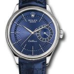 Rolex Cellini Date Watch – White Gold – Blue Dial – Blue Leather Strap – 50519