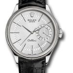 Rolex Cellini Date Watch – White Gold – Silver Dial – Black Leather Strap – 50519
