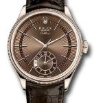 Rolex Cellini Dual Time Watch – Everose – Brown Dial – Brown Leather Strap – 50525