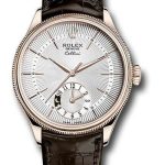 Rolex Cellini Dual Time Watch – Everose Gold – Silver Dial – Brown Leather Strap – 50525