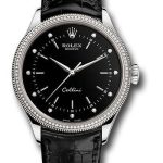 Rolex Cellini Time Watch – White Gold – Black Dial – Black Leather Strap – 50609RBR bkdbk