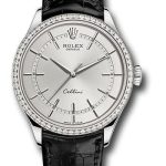 Rolex Cellini Time Watch – White Gold – Rhodium Dial – Black Leather Strap – 50709RBR