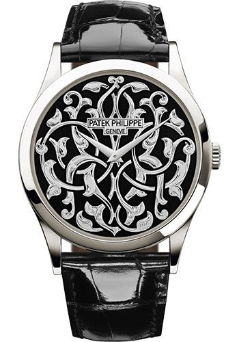 Patek Philippe Calatrava Volutes And Arabesques – 38 mm – Platinum – Handengraved Dial – 5088/100P-001