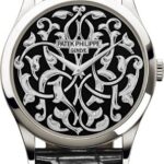 Patek Philippe Calatrava 38 mm Volutes And Arabesques Platinum Black Dial – 5088/100P-001