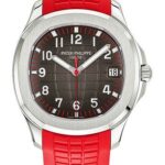 Patek Philippe Aquanaut Singapore 2019 Watch – 40mm Stainless Steel Case – Black Gray Dial – Red Composite Strap – 5167A-012