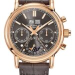 Patek Philippe Grand Complications Split Seconds Chronograph Pertetual Calendar Watch – 40.2mm Rose Gold Case – Grey Dial – Grey Strap – 5204R-011