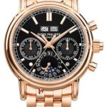 Patek Philippe Grand Complications Split Seconds Chronograph Pertetual Calendar Watch – 40.2mm Rose Gold Case – Black Dial – Rose Gold Bracelet – 5204/1R-001