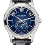 Patek Philippe Complications Annual Calendar Moon Phases – White Gold – Blue Sunburst Dial – 5205G-013