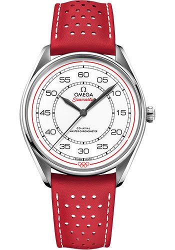 Omega Specialities Olympic Official Timekeeper Limited Edition Set – 39.5 mm Steel Case – White Dial – Red Micro-Perforated Leather Strap Limited Edition of 100 – 522.32.40.20.04.004