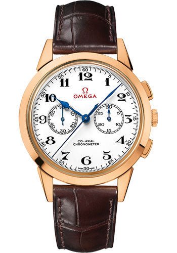 Omega Specialities Olympic Official Timekeeper Limited Edition of 188 Watch – 39 mm Pink Gold Case – Brown Leather Strap – 522.53.39.50.04.001