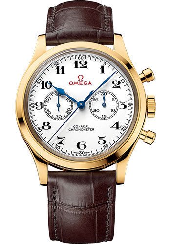Omega Specialities Olympic Official Timekeeper Limited Edition of 188 Watch – 39 mm Yellow Gold Case – Brown Leather Strap – 522.53.39.50.04.002