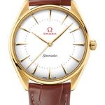 Omega Specialities Olympic Official Timekeeper Watch – 39.5 mm Yellow Gold Case – Eggshell White Enamel Dial – Leather Strap – 522.53.40.20.04.001
