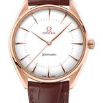 Omega Specialities Olympic Official Timekeeper Watch – 39.5 mm Sedna Gold Case – Eggshell White Enamel Dial – Leather Strap – 522.53.40.20.04.003