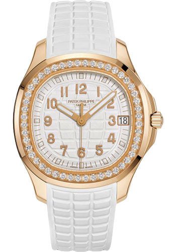 Patek Philippe Aquanaut Selfwinding – 38.8 mm Rose Gold Case – Diamond Bezel – White Dial – White Composite Strap – 5268-200R-001